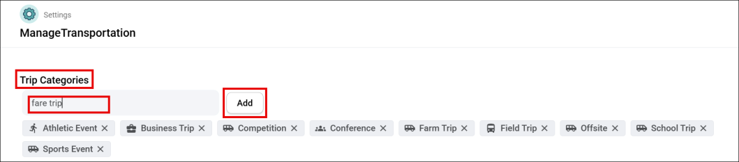 Add Trip Categories field
